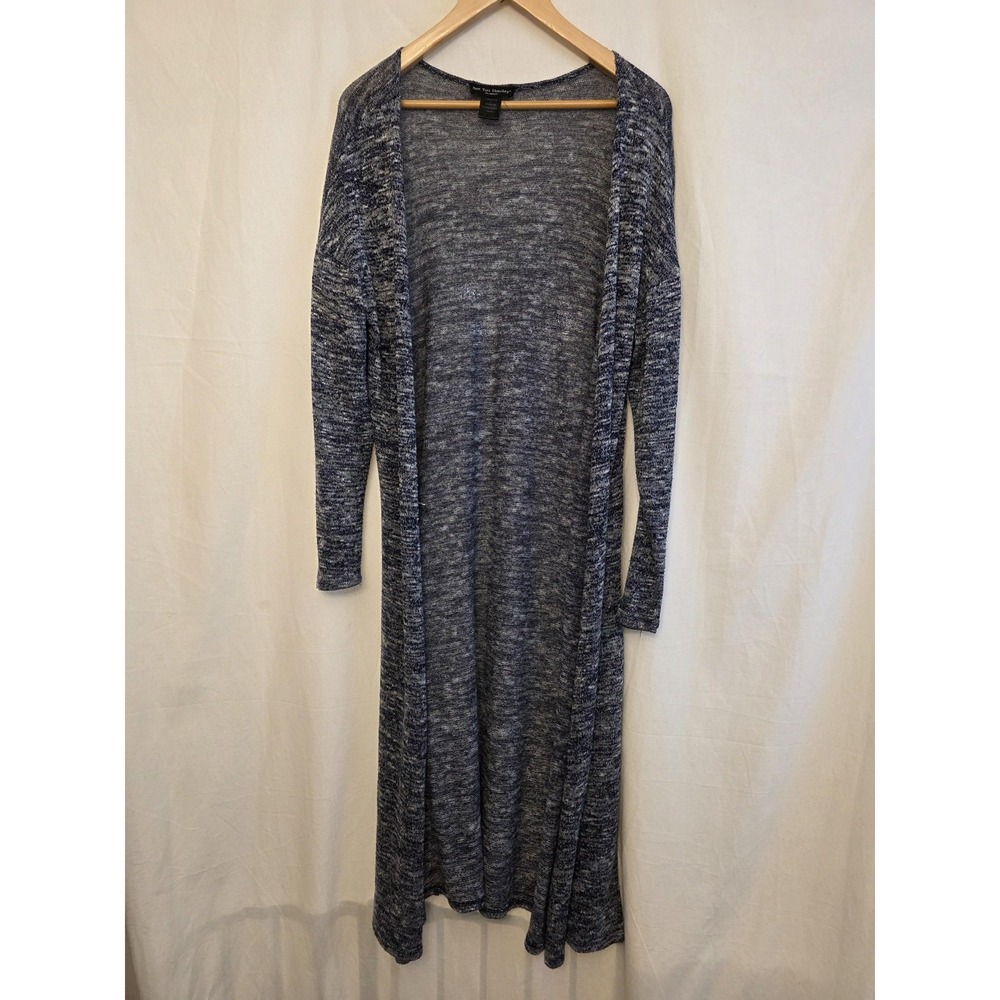 See You Monday Cardigan Sweater Womens Large Blue‎ Open Front Duster Knit